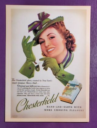 Chesterfield Cigarette ad Postcard