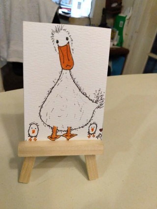ACEO Original, Watercolor Painting 2-1/2"X 3/1/2" Duck by Artist Marykay Bond