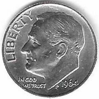 1964 Roosevelt Dime 90% Silver U.S. 10 Cent Coin