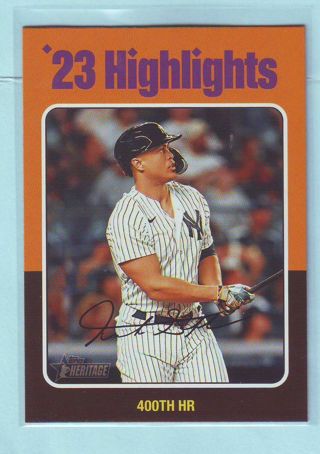 2024 Topps Heritage Giancarlo Stanton '23 HIGHLIGHTS Baseball Card # 3 Yankees