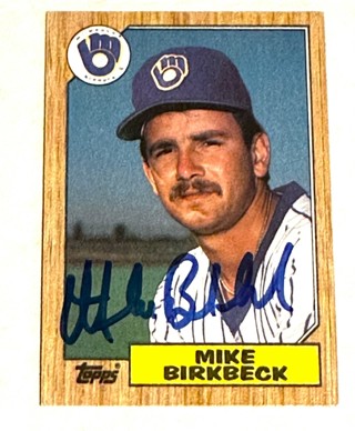 Autographed Mike Birkbeck 1987 Topps Rookie Milwaukee Brewers #229