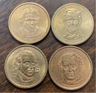 4 different presidential dollars