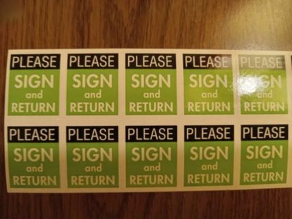 14 "Sign & Return" Stickers