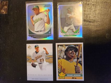 4 card Oakland A's lot, hall of fame, rookie refractor