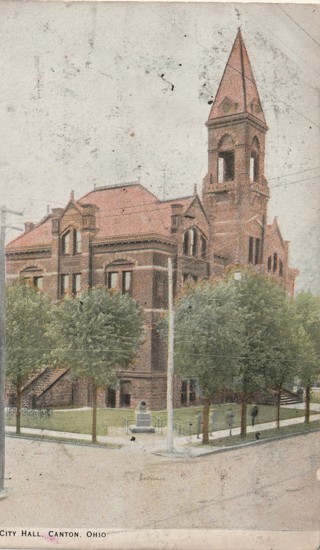 Vintage Used Postcard: gin: 1910 City Hall, Canton, OH