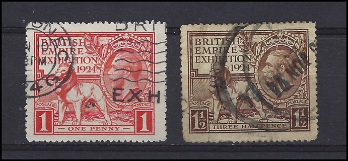 1924 Great Britain stamps (2), U/VF, nice centering, Scott 185-6, est CV $25.35
