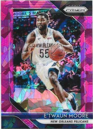 2018-19 PRIZM E'TWAUN MOORE PINK CRACKED ICE PRIZM REFRACTOR CARD