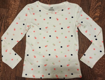 NEW - H & M - Girls Polka dot print pullover shirt - size 4/6 years