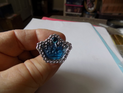 Child's ring large blue crown jewel