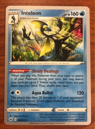 Pokemon trading card - Inteleon