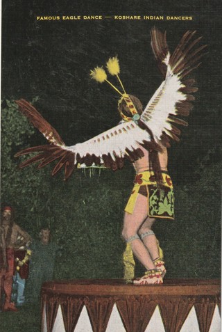 Vintage Unused Postcard: Linen: Famous Eagle Dance, Koshare Indian Dancers