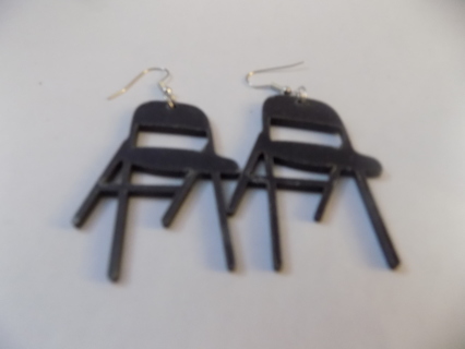 New acrylic black folding chairs earrings French Hook 2 1/2 inch