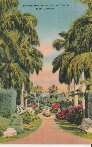 Vintage Used Postcard: (o): 1939 Treasure Trove, Coconut Grove, Miami, FL