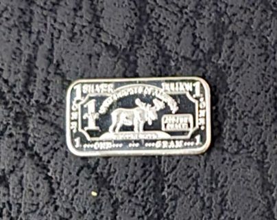 One Gram Moose .999 Fine Silver Bar