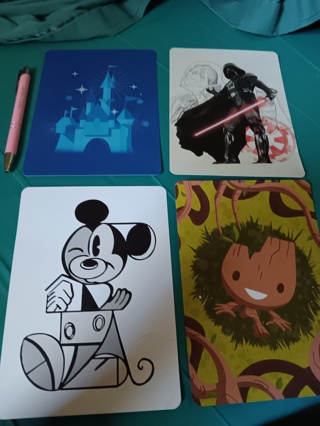 Four (4) Disney Postcards