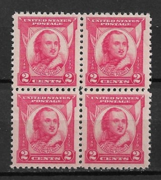 1931 Sc690 2¢ Casimir Pulaski MNH block of 4