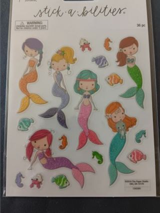Sheet of Glitter Mermaid Stickers