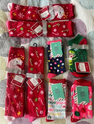 9 NWT Pairs of Women’s Christmas Funky & FUN Holiday socks 