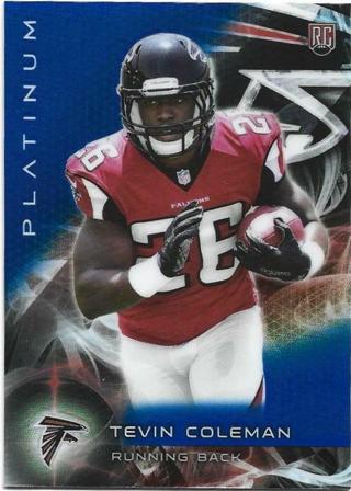 2015 TOPPS PLATINUM TEVIN COLEMAN BLUE REFRACTOR ROOKIE CARD