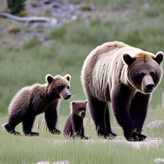 Listia Digital Collectible: Grizzly bear with cubs at Yellowstone