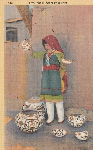 Vintage Unused Postcard: L: A Youthful Pottery Vender