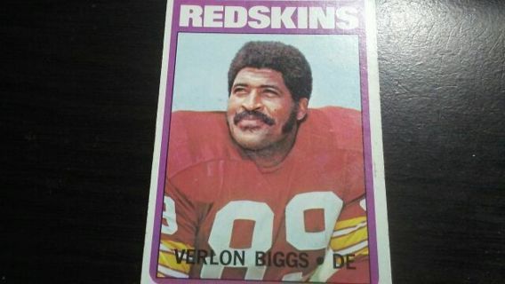 1972 TOPPS VERLON BIGGS WASHINGTON REDSKINS FOOTBALL CARD# 72