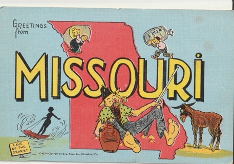 Vintage Unused Postcard: g: Greetings from Missouri