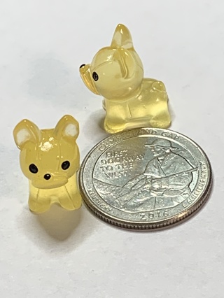 DOGS~#2~YELLOW~MINIS~SET OF 2 DOGS~GLOW IN THE DARK~FREE SHIPPING!