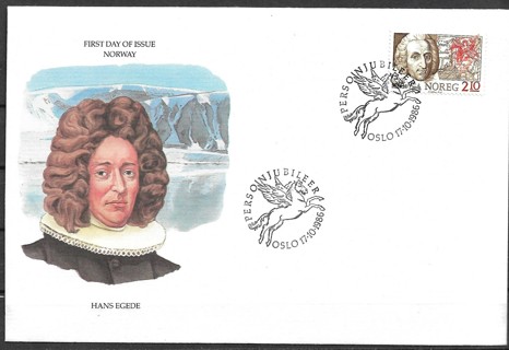 1986 Norway Sc896 Missionary Hans Egede FDC