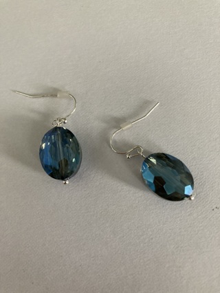 Blue Oval-shaped Drop earrings (new)