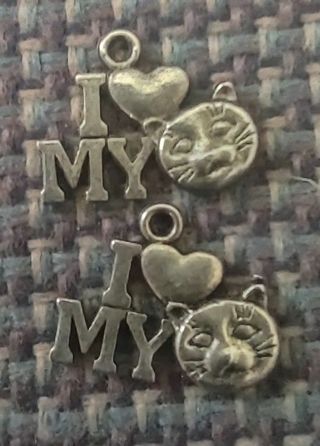 2 I love my cat silver charms