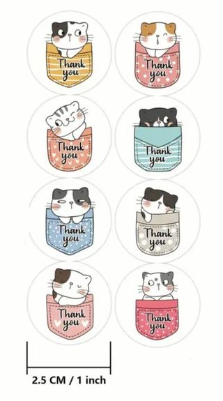 ↗️SuPeR SPECIAL⭕(30) 1" KITTY IN MY POCKET THANK YOU STICKERS!!⭕ CAT