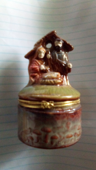 Trinket box, Holy  family , Nativity ,4" hinged 