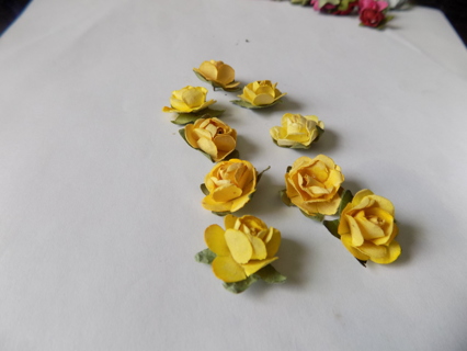 9 paper yellow roses for crafts