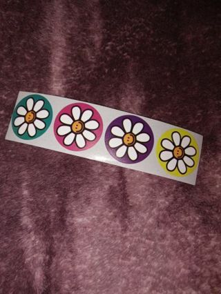 4pc smiley flower stickers lot