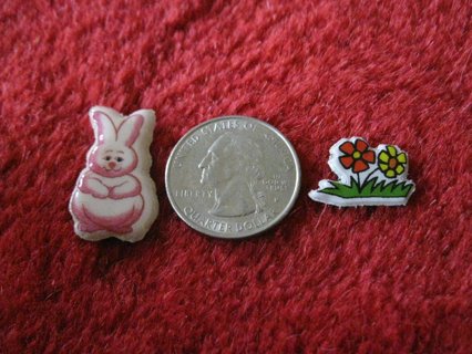 1980's Cartoon Animals Series Refrigerator Magnet: Bunny Rabbit & Flowers
