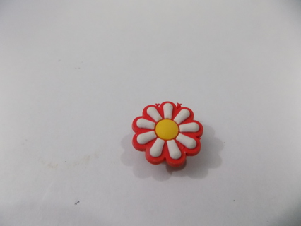 Croc Shoe Charm white daisy red border yellow center