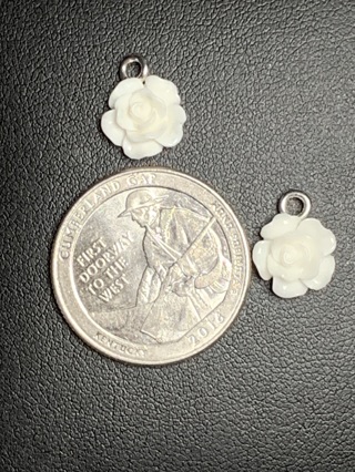 ROSE CHARMS~#10~WHITE~SET OF 2~FREE SHIPPING!