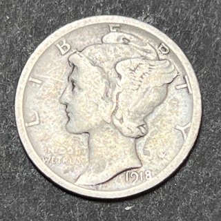 1918-D SILVER MERCURY DIME