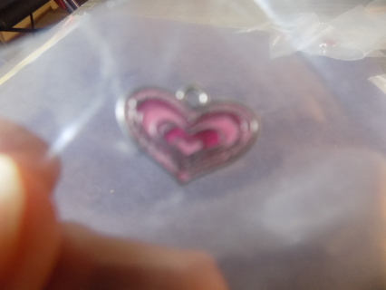 Red and pink enamel heart shape charm