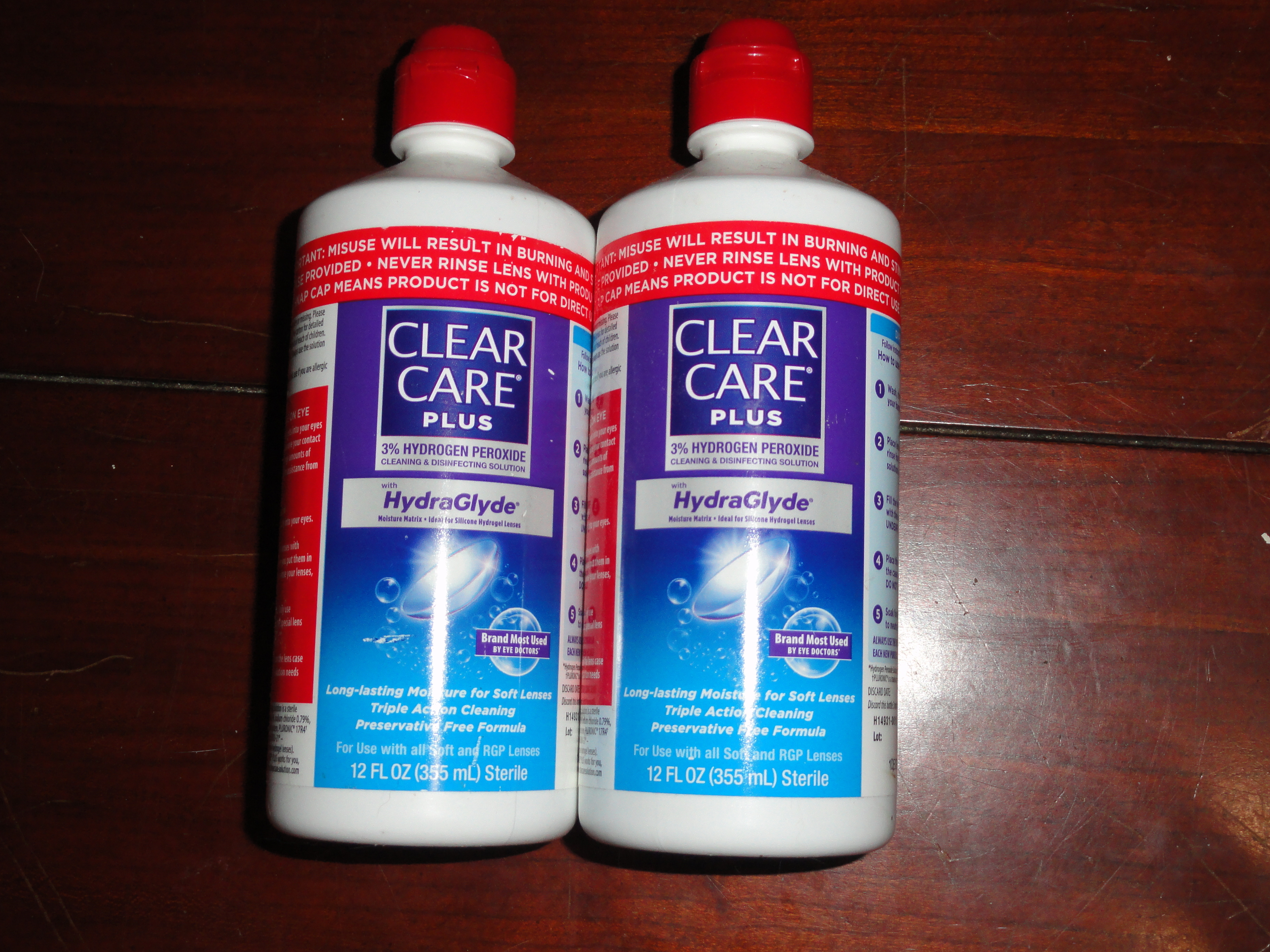 Free: Lot of 2 Clear Care Plus with Hydraglyde 12oz 12 oz Bottles Contact Lens Cleaner