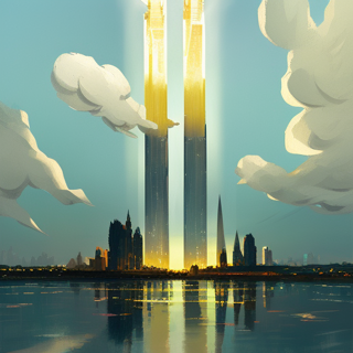 Listia Digital Collectible: An Exaggerated View of the Twin Towers