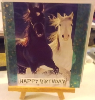 Happy Birthday -" Running Horses In Snow" -Design Blank Note Card