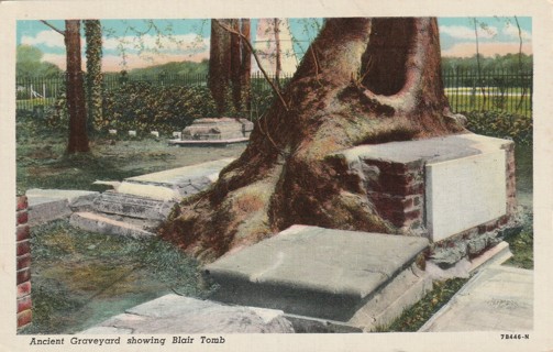 Vintage Used Postcard: q: Blair Tomb, Jamestown, VA