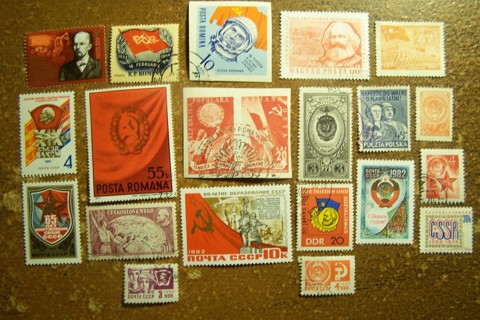 Lenin! Marx! Cosmonauts! The Glories of Communism, Lot of 20 Cold War Stamps Behind the Iron Curtain