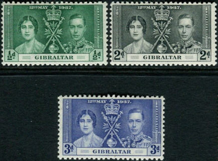 1937 Gibraltar Uncancelled Coronation Stamps