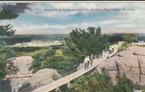 Vintage Unused Postcard: e: Swing Along Bridge, Lookout Mountain, TN