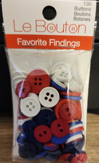 NEW - Favorite Findings - Red, White & Blue Buttons - 130 in package 
