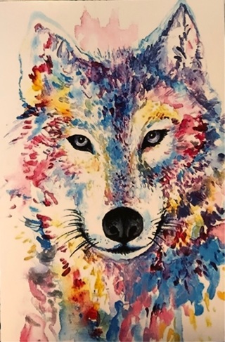 Colorful Wolf - 3 x 5” MAGNET - GIN ONLY
