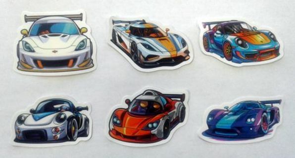 Six Race Car Vinyl Stickers #2